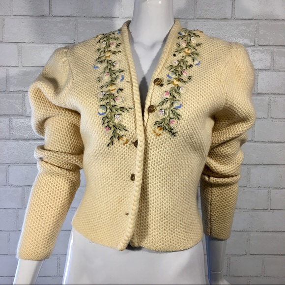 Vintage Sweaters - Vintage 1970s Bavarian Hand knit Cardigan Small
